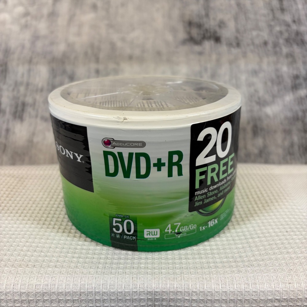 Sony DVD+R 4.7GB 16x AccuCore Blank Media 50 Pack Spindle 120min Recording Discs